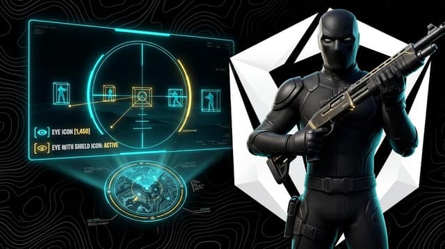Promotional artwork for Cilukbot Fortnite External: a neon feature panel showing its aim and visuals capabilities