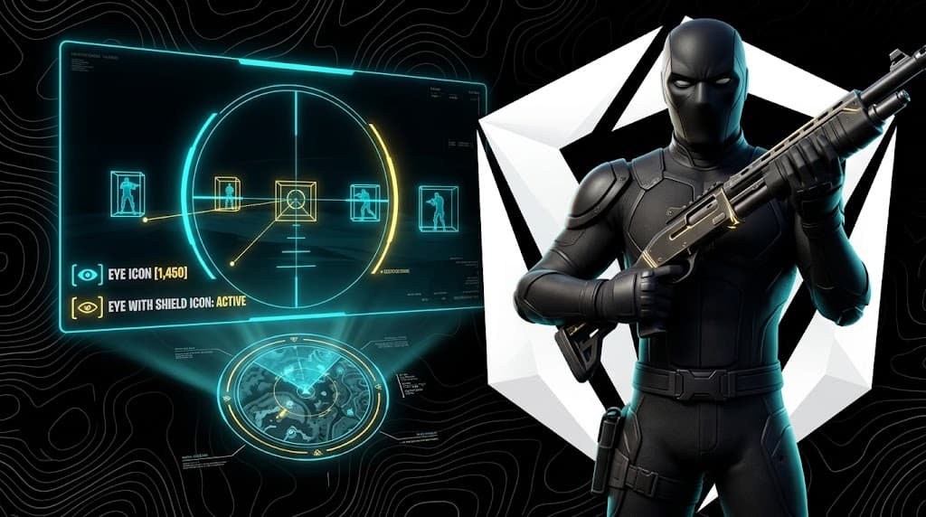 Promotional artwork for Cilukbot Fortnite External: a neon feature panel showing its aim and visuals capabilities
