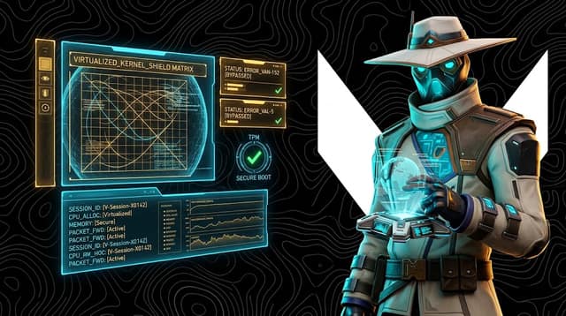 Promotional artwork for Cilukbot VGC Emulator: a neon feature panel showing the Vanguard bypass process
